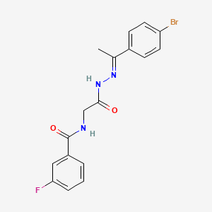 molecular formula C17H15BrFN3O2 B15018223 N-({N'-[(1E)-1-(4-Bromophenyl)ethylidene]hydrazinecarbonyl}methyl)-3-fluorobenzamide 