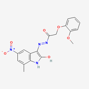 2-(2-methoxyphenoxy)-N'-[(3Z)-7-methyl-5-nitro-2-oxo-1,2-dihydro-3H-indol-3-ylidene]acetohydrazide