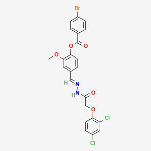 molecular formula C23H17BrCl2N2O5 B15018277 4-[(E)-{2-[(2,4-dichlorophenoxy)acetyl]hydrazinylidene}methyl]-2-methoxyphenyl 4-bromobenzoate 