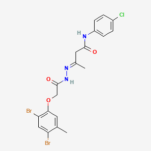 molecular formula C19H18Br2ClN3O3 B15018286 (3E)-N-(4-chlorophenyl)-3-{2-[(2,4-dibromo-5-methylphenoxy)acetyl]hydrazinylidene}butanamide 