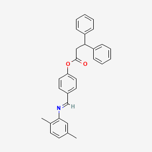 molecular formula C30H27NO2 B15018296 4-[(E)-[(2,5-Dimethylphenyl)imino]methyl]phenyl 3,3-diphenylpropanoate 