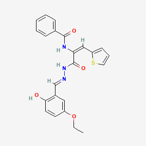 N-[(1E)-3-[(2E)-2-(5-ethoxy-2-hydroxybenzylidene)hydrazinyl]-3-oxo-1-(thiophen-2-yl)prop-1-en-2-yl]benzamide