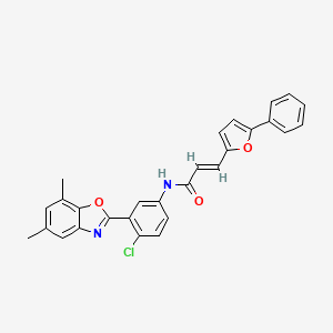 molecular formula C28H21ClN2O3 B15018327 (2E)-N-[4-chloro-3-(5,7-dimethyl-1,3-benzoxazol-2-yl)phenyl]-3-(5-phenylfuran-2-yl)prop-2-enamide 