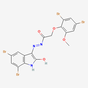 2-(2,4-dibromo-6-methoxyphenoxy)-N'-[(3Z)-5,7-dibromo-2-oxo-1,2-dihydro-3H-indol-3-ylidene]acetohydrazide