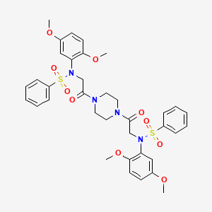 molecular formula C36H40N4O10S2 B15018371 N-(2,5-dimethoxyphenyl)-N-[2-(4-{[(2,5-dimethoxyphenyl)(phenylsulfonyl)amino]acetyl}piperazin-1-yl)-2-oxoethyl]benzenesulfonamide 