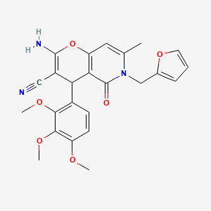 molecular formula C24H23N3O6 B15018395 2-amino-6-(furan-2-ylmethyl)-7-methyl-5-oxo-4-(2,3,4-trimethoxyphenyl)-5,6-dihydro-4H-pyrano[3,2-c]pyridine-3-carbonitrile 