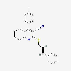 molecular formula C26H24N2S B15018409 4-(4-methylphenyl)-2-{[(2E)-3-phenylprop-2-en-1-yl]sulfanyl}-5,6,7,8-tetrahydroquinoline-3-carbonitrile 