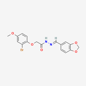 molecular formula C17H15BrN2O5 B15018427 N'-[(E)-1,3-benzodioxol-5-ylmethylidene]-2-(2-bromo-4-methoxyphenoxy)acetohydrazide 