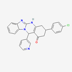 3-(4-chlorophenyl)-12-(pyridin-3-yl)-3,4,5,12-tetrahydrobenzimidazo[2,1-b]quinazolin-1(2H)-one