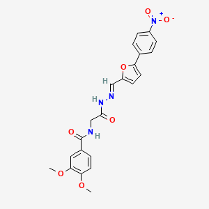 molecular formula C22H20N4O7 B15018526 3,4-Dimethoxy-N-({N'-[(E)-[5-(4-nitrophenyl)furan-2-YL]methylidene]hydrazinecarbonyl}methyl)benzamide 