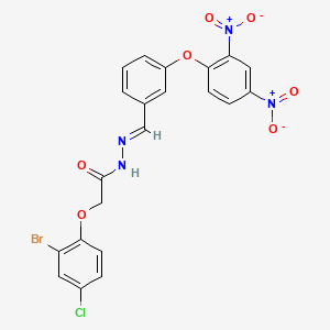 2-(2-Bromo-4-chlorophenoxy)-N'-[(E)-[3-(2,4-dinitrophenoxy)phenyl]methylidene]acetohydrazide