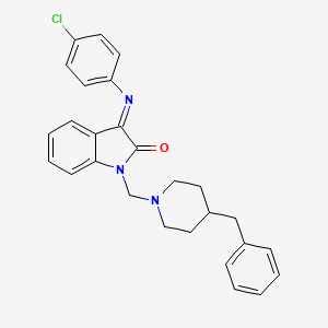 (3Z)-1-[(4-benzylpiperidin-1-yl)methyl]-3-[(4-chlorophenyl)imino]-1,3-dihydro-2H-indol-2-one