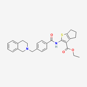 molecular formula C27H28N2O3S B15018556 ethyl 2-({[4-(3,4-dihydroisoquinolin-2(1H)-ylmethyl)phenyl]carbonyl}amino)-5,6-dihydro-4H-cyclopenta[b]thiophene-3-carboxylate 