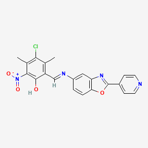 4-chloro-3,5-dimethyl-2-nitro-6-[(E)-{[2-(pyridin-4-yl)-1,3-benzoxazol-5-yl]imino}methyl]phenol