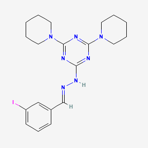 molecular formula C20H26IN7 B15018607 2-[(2E)-2-(3-iodobenzylidene)hydrazinyl]-4,6-di(piperidin-1-yl)-1,3,5-triazine 