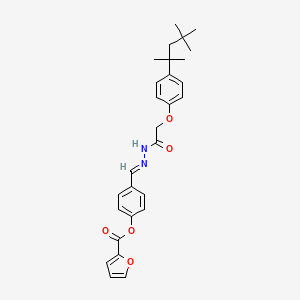 4-[(E)-(2-{[4-(2,4,4-trimethylpentan-2-yl)phenoxy]acetyl}hydrazinylidene)methyl]phenyl furan-2-carboxylate