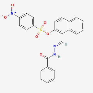 molecular formula C24H17N3O6S B15018776 1-{(E)-[2-(phenylcarbonyl)hydrazinylidene]methyl}naphthalen-2-yl 4-nitrobenzenesulfonate 