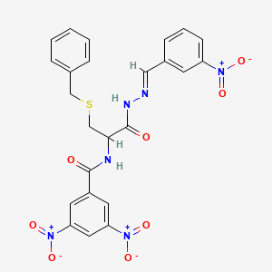 molecular formula C24H20N6O8S B15018806 N-[2-(Benzylsulfanyl)-1-{N'-[(E)-(3-nitrophenyl)methylidene]hydrazinecarbonyl}ethyl]-3,5-dinitrobenzamide 