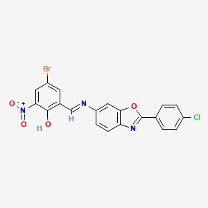 molecular formula C20H11BrClN3O4 B15018859 4-bromo-2-[(E)-{[2-(4-chlorophenyl)-1,3-benzoxazol-6-yl]imino}methyl]-6-nitrophenol 