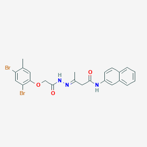 (3E)-3-{2-[(2,4-dibromo-5-methylphenoxy)acetyl]hydrazinylidene}-N-(naphthalen-2-yl)butanamide