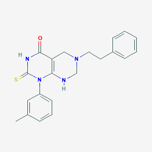 molecular formula C21H22N4OS B15018922 1-(3-methylphenyl)-6-(2-phenylethyl)-2-sulfanyl-5,6,7,8-tetrahydropyrimido[4,5-d]pyrimidin-4(1H)-one 