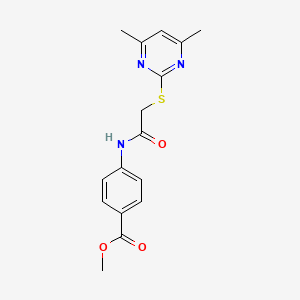 molecular formula C16H17N3O3S B15018949 Methyl 4-((((4,6-dimethyl-2-pyrimidinyl)thio)acetyl)amino)benzoate 