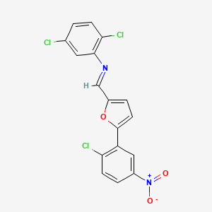 molecular formula C17H9Cl3N2O3 B15018958 2,5-dichloro-N-{(E)-[5-(2-chloro-5-nitrophenyl)furan-2-yl]methylidene}aniline 