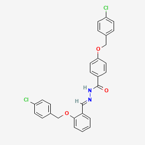 molecular formula C28H22Cl2N2O3 B15018990 4-[(4-chlorobenzyl)oxy]-N'-((E)-{2-[(4-chlorobenzyl)oxy]phenyl}methylidene)benzohydrazide 