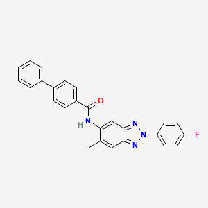 molecular formula C26H19FN4O B15018996 N-[2-(4-fluorophenyl)-6-methyl-2H-benzotriazol-5-yl]biphenyl-4-carboxamide 