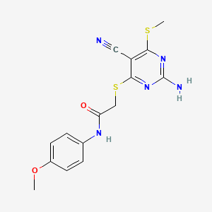 2-{[2-amino-5-cyano-6-(methylsulfanyl)pyrimidin-4-yl]sulfanyl}-N-(4-methoxyphenyl)acetamide