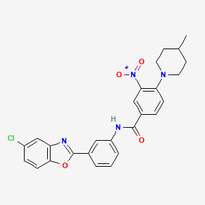 molecular formula C26H23ClN4O4 B15019057 N-[3-(5-chloro-1,3-benzoxazol-2-yl)phenyl]-4-(4-methylpiperidin-1-yl)-3-nitrobenzamide 