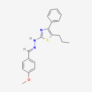 molecular formula C20H21N3OS B15019059 2-[(2E)-2-(4-methoxybenzylidene)hydrazinyl]-4-phenyl-5-propyl-1,3-thiazole 