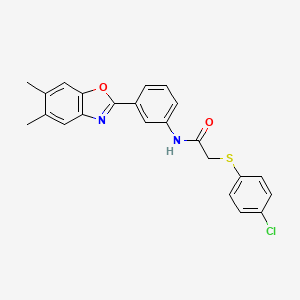 2-[(4-chlorophenyl)sulfanyl]-N-[3-(5,6-dimethyl-1,3-benzoxazol-2-yl)phenyl]acetamide