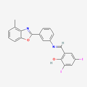 2,4-diiodo-6-[(E)-{[3-(4-methyl-1,3-benzoxazol-2-yl)phenyl]imino}methyl]phenol