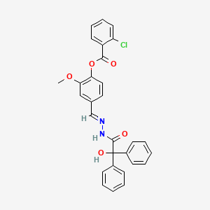 molecular formula C29H23ClN2O5 B15019115 4-[(E)-{2-[hydroxy(diphenyl)acetyl]hydrazinylidene}methyl]-2-methoxyphenyl 2-chlorobenzoate 