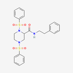 molecular formula C25H27N3O5S2 B15019128 N-(2-phenylethyl)-1,4-bis(phenylsulfonyl)piperazine-2-carboxamide 