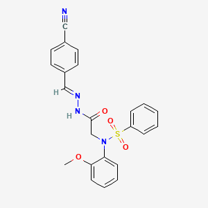 molecular formula C23H20N4O4S B15019139 N-({N'-[(E)-(4-Cyanophenyl)methylidene]hydrazinecarbonyl}methyl)-N-(2-methoxyphenyl)benzenesulfonamide 