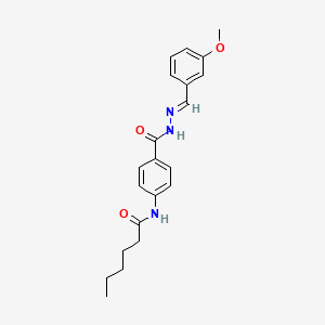 molecular formula C21H25N3O3 B15019140 N-(4-{[(2E)-2-(3-methoxybenzylidene)hydrazinyl]carbonyl}phenyl)hexanamide 