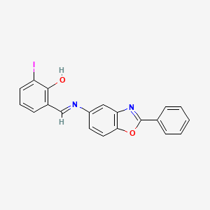 2-Iodo-6-[(E)-[(2-phenyl-1,3-benzoxazol-5-YL)imino]methyl]phenol