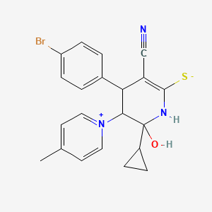 4-(4-Bromophenyl)-3-cyano-6-cyclopropyl-6-hydroxy-5-(4-methyl-1-pyridiniumyl)-1,4,5,6-tetrahydro-2-pyridinethiolate