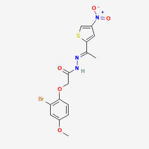 2-(2-bromo-4-methoxyphenoxy)-N'-[(1E)-1-(4-nitrothiophen-2-yl)ethylidene]acetohydrazide