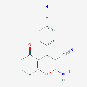 molecular formula C17H13N3O2 B15019235 2-amino-4-(4-cyanophenyl)-5-oxo-5,6,7,8-tetrahydro-4H-chromene-3-carbonitrile 