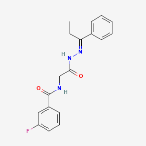 molecular formula C18H18FN3O2 B15019237 3-Fluoro-N-({N'-[(1E)-1-phenylpropylidene]hydrazinecarbonyl}methyl)benzamide 