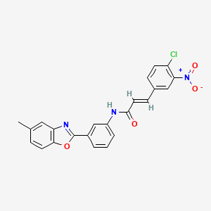 (2E)-3-(4-chloro-3-nitrophenyl)-N-[3-(5-methyl-1,3-benzoxazol-2-yl)phenyl]prop-2-enamide