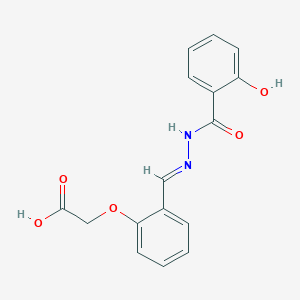 molecular formula C16H14N2O5 B15019279 {2-[(E)-{2-[(2-hydroxyphenyl)carbonyl]hydrazinylidene}methyl]phenoxy}acetic acid 