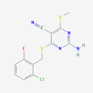 2-Amino-4-[(2-chloro-6-fluorobenzyl)sulfanyl]-6-(methylsulfanyl)-5-pyrimidinecarbonitrile