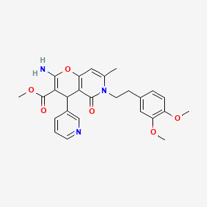 molecular formula C26H27N3O6 B15019282 methyl 2-amino-6-[2-(3,4-dimethoxyphenyl)ethyl]-7-methyl-5-oxo-4-(pyridin-3-yl)-5,6-dihydro-4H-pyrano[3,2-c]pyridine-3-carboxylate 