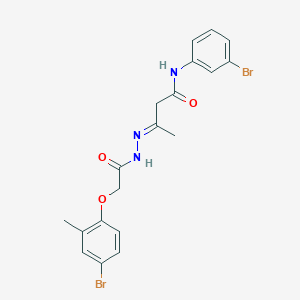 (3E)-3-{2-[(4-bromo-2-methylphenoxy)acetyl]hydrazinylidene}-N-(3-bromophenyl)butanamide