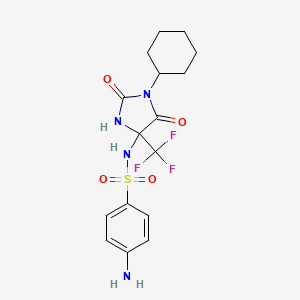 molecular formula C16H19F3N4O4S B15019330 4-amino-N-[1-cyclohexyl-2-hydroxy-5-oxo-4-(trifluoromethyl)-4,5-dihydro-1H-imidazol-4-yl]benzenesulfonamide 