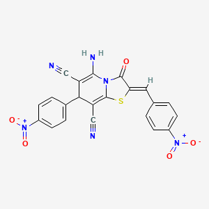 molecular formula C22H12N6O5S B15019358 (2Z)-5-amino-2-(4-nitrobenzylidene)-7-(4-nitrophenyl)-3-oxo-2,3-dihydro-7H-[1,3]thiazolo[3,2-a]pyridine-6,8-dicarbonitrile 